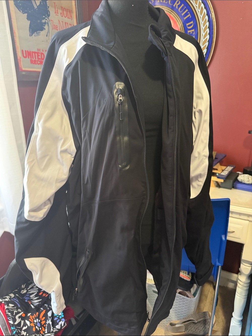 Greg Norman Collection Black Jacket with White Sleeve Panels